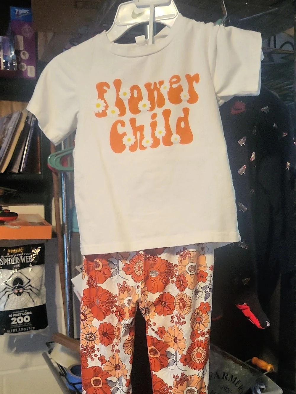 Kids Floral Matching Set in Orange & White Like New